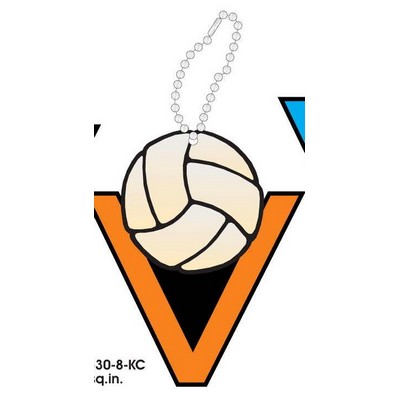 Volleyball in "V" Promotional Key Chain w/ Black Back (8 Square Inch)