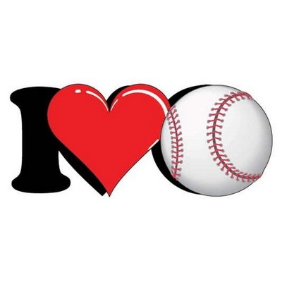 I Love Baseball Promotional Magnet w/ Strip Magnet (8 Square Inch)