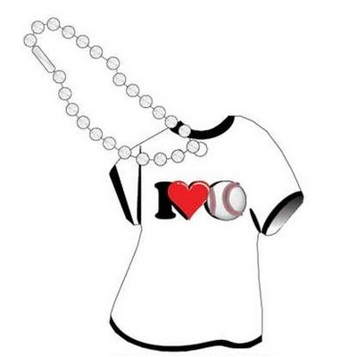 I Love Baseball Promotional T-Shirt Key Chain w/ Black Back (4 Square Inch)
