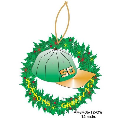 Baseball Cap Wreath Ornament w/ Black Back (12 Square Inch)