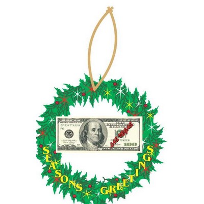 Las Vegas $100 Bill Promotional Wreath Ornament w/ Black Back (6 Square Inch)