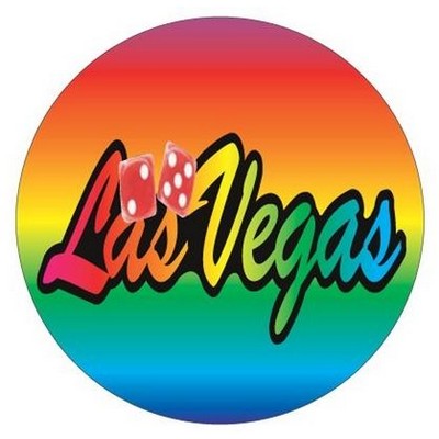 Las Vegas w/ Dice Round Metal Photo Magnet (2 1/2" Diameter)