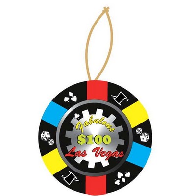 Las Vegas $100 Poker Chip Ornament w/ Clear Mirrored Back (8 Square Inch)