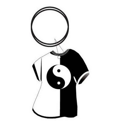 Yin Yang T-Shirt Key Chain w/Clear Mirrored Back (4 Square Inch)
