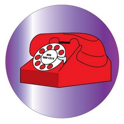 Rotary Dial Telephone Round Metal Photo Magnet (2 1/2")