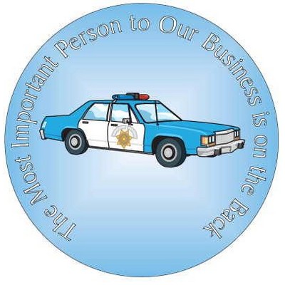 Police Car Round Photo Hand Mirror (2½" Diameter)