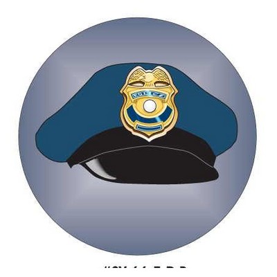 Police Cap Round Badge w/ Bar Pin (2 1/2" Diameter)
