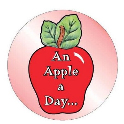 Apple w/ Daily Apple Slogan Round Badge w/ Bar Pin (2 1/2" Diameter)