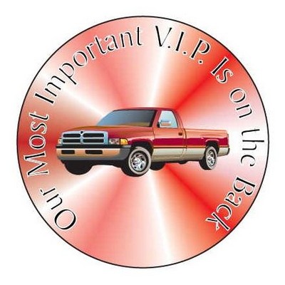 Red Pick Up Truck Round Hand Mirror (2½" Diameter)