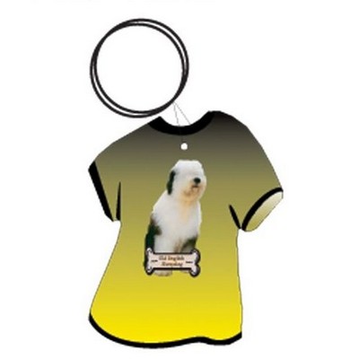 Sheepdog T Shirt Keychain w/Mirror Back (4 Square Inch)