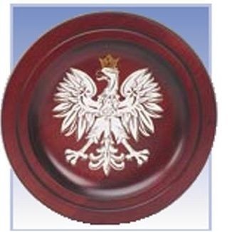 Round Wood Plaque w/Polish White Eagle Picture (10"x10"x7/8")