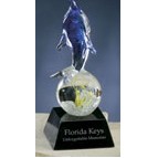 Hand Blown Glass Dolphin on Ball Award