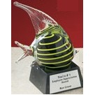 Hand Blown Glass Striped Fish Award