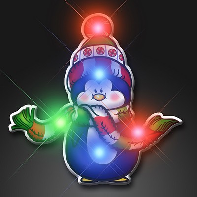 Christmas Penguin with Scarf LED Blinkies - BLANK