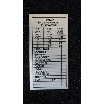 Aluminum ID/Name Plates falling between 15-19.9 sq. inches w/ a Die struck/Color filled imprint.