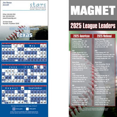 Texas Pro Baseball Schedule Magnet (3 1/2"x8 1/2")