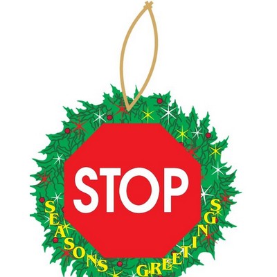 Stop Sign Gift Shop Wreath Ornament w/ Mirrored Back (3 Square Inch)