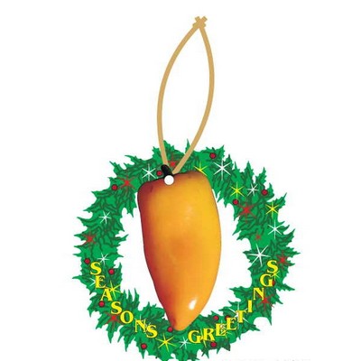 Yellow Chili Pepper Executive Wreath Ornament w/ Mirrored Back (10 Square Inch)