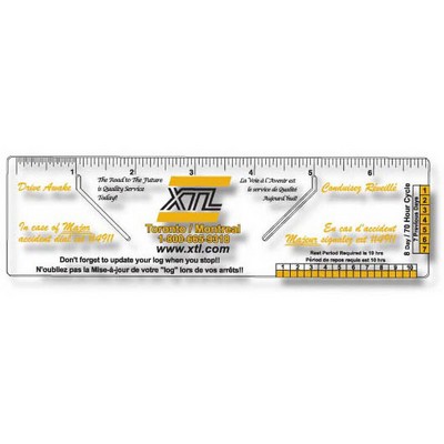 .040 Clear Plastic Logbook Ruler, Stock Shape LBR7 (2"x7.13"), Spot Color