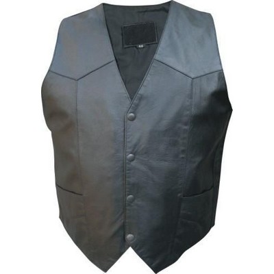 Black Men's Western Style Leather Vest