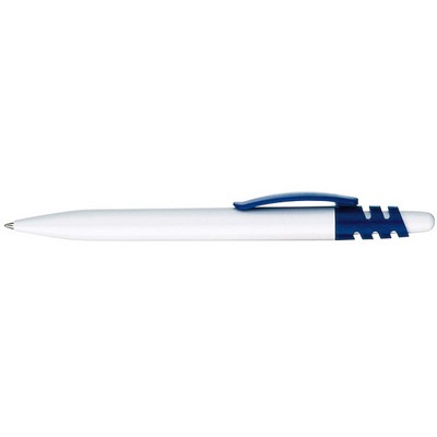 Retractable Ballpoint Pen w/ Contrast Cutout Pocket Clip Band