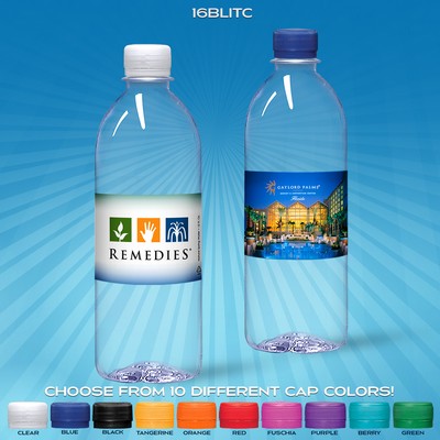 16.9 Oz. Full Color Label, Clear "Bullet" Bottle w/Flat Cap