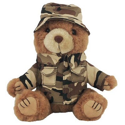 8" Marine-Desert Camo Bear Stuffed Animal w/Shirt & Boonie Hat
