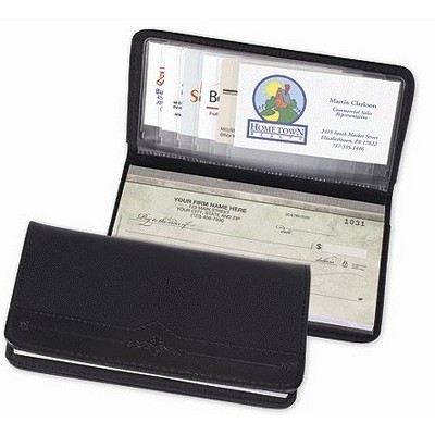 Leather Checksbook Covers - Personal-Size, Pyramid Black