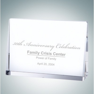 Horizontal Rectangle Optical Crystal Award Plaque (L)
