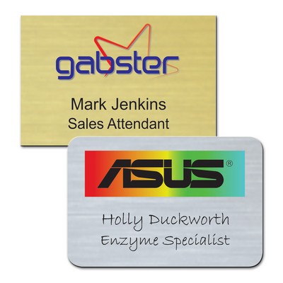Zeus Metallic Plastic Name Badge (6"-9" Sq.)