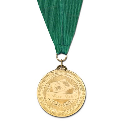 Honor Roll Brite Laser Medal w/Grosgrain Neck Ribbon (2")