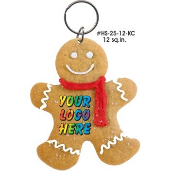 Gingerbread Man Gift Shop Key Chain w/Clear Mirrored Back (12 Square Inch)