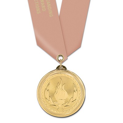 Victory Brite Laser Medal w/Satin Neck Ribbon (2")