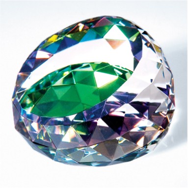 Gem Cut Crystal Paperweight - Color coated