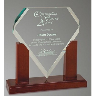 8" Premier Glass Award w/Mahogany Base