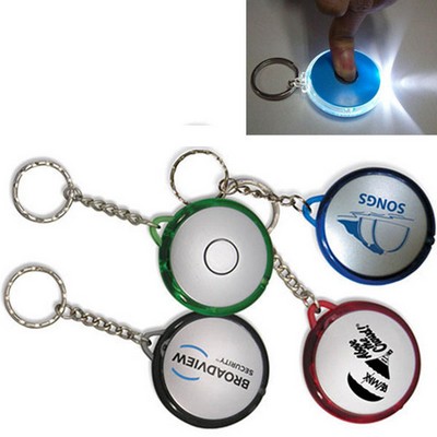 Transparent Round Plastic LED Flashlight Keychain