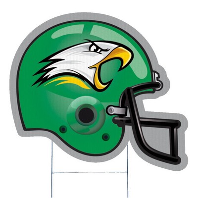 Football Helmet Corrugated Vinyl Die Cut Yard Sign (24"x24") - Full Color