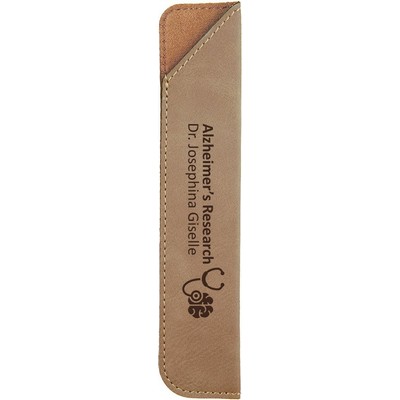 Engraved Pen Case - Single - Light Brown, Leatherette - 6-1/2" x 1"