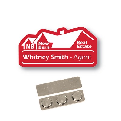 Name Badge - Custom Shape -Red Plastic Etches To White