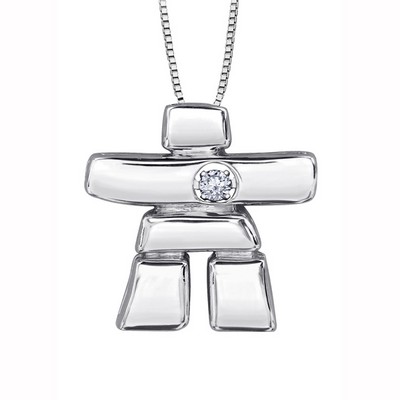 Canadian Diamond Solitaire Inukshuk Pendant in 10K White Gold (0.08 CT.)