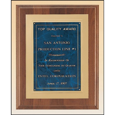 Walnut & Sapphire Plaque with Gold Embossed Frame (12" x 15")