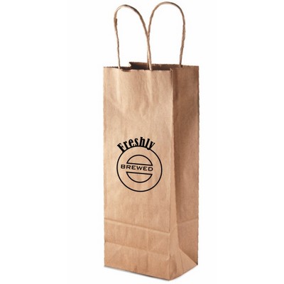 Recycled Natural Kraft Wine Paper Shopping Bag 1C1S (5.9"x3.15"x13")