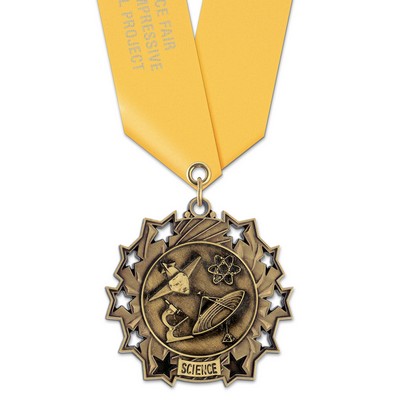 Science TS Medal w/Satin Neck Ribbon (2¼")
