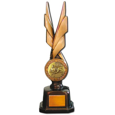 Stock Phoenix 14" Trophy with 2" Billiards Coin and Engraving Plate