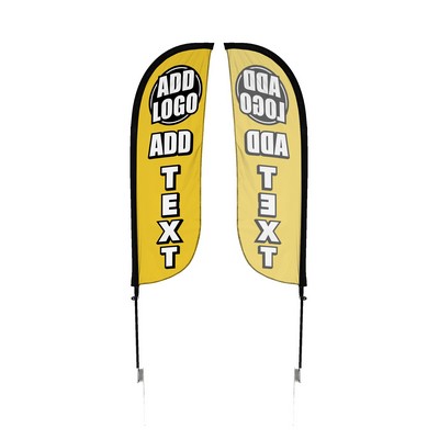 Custom Single Sided 5' Feather Flag w/ Ground Spike Pole Set