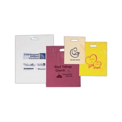 2.0 Mil Low Density Poly Fold Over Die Cut White Merchandise Bag (9"x12")