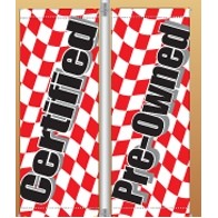 18 Oz. Vinyl Pole Banner Set - Certified Pre Owned (Checkered) (3'x8')