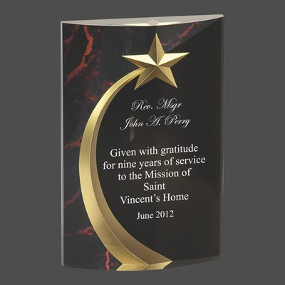 Red Marble Rounded Shooting Star Acrylic Award (6")