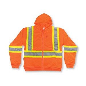 Orange Cotton Zipper Front Hoodie