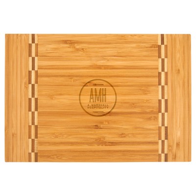 12" x 8¼" Bamboo Cutting Board w/ Butcher Block Inlay